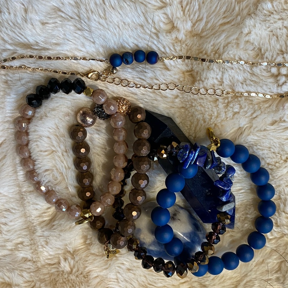 Erimish bracelet stack with matching necklace